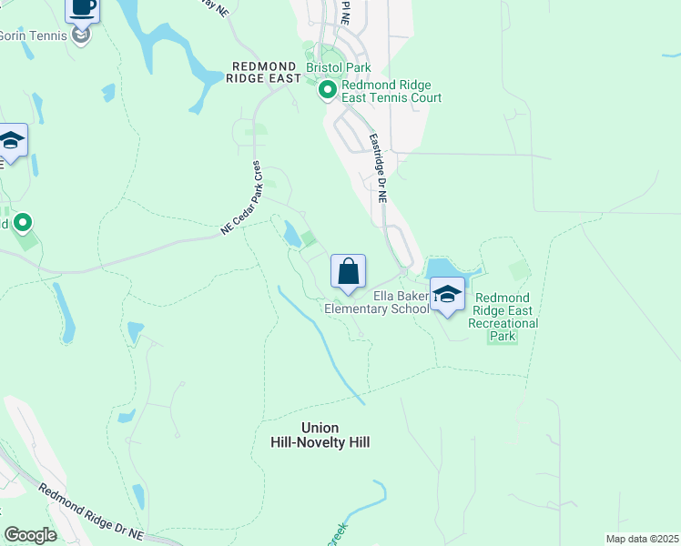 map of restaurants, bars, coffee shops, grocery stores, and more near 9726 242nd Way Northeast in Redmond