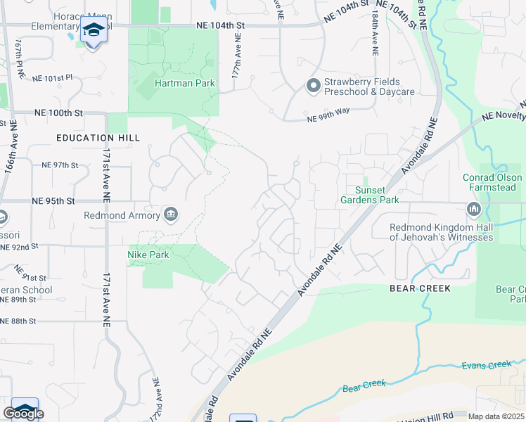 map of restaurants, bars, coffee shops, grocery stores, and more near 9415 176th Place Northeast in Redmond