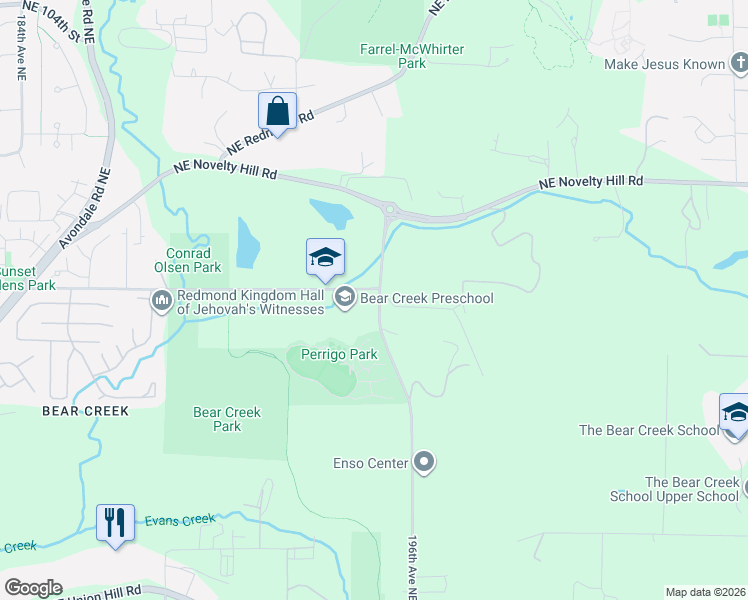 map of restaurants, bars, coffee shops, grocery stores, and more near 9413 195th Avenue Northeast in Redmond