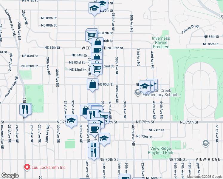 map of restaurants, bars, coffee shops, grocery stores, and more near 7744 37th Avenue Northeast in Seattle