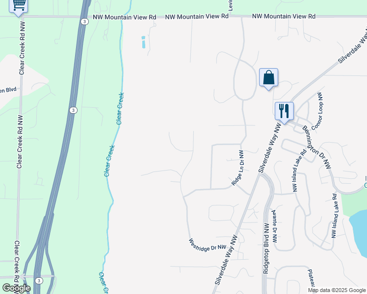 map of restaurants, bars, coffee shops, grocery stores, and more near 13205 Westridge Drive Northwest in Silverdale