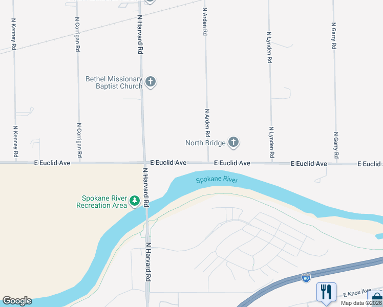 map of restaurants, bars, coffee shops, grocery stores, and more near 3201 N Arden Rd in Otis Orchards-East Farms