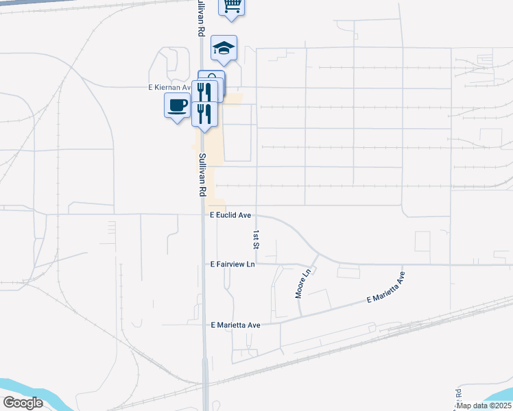 map of restaurants, bars, coffee shops, grocery stores, and more near in Spokane Valley