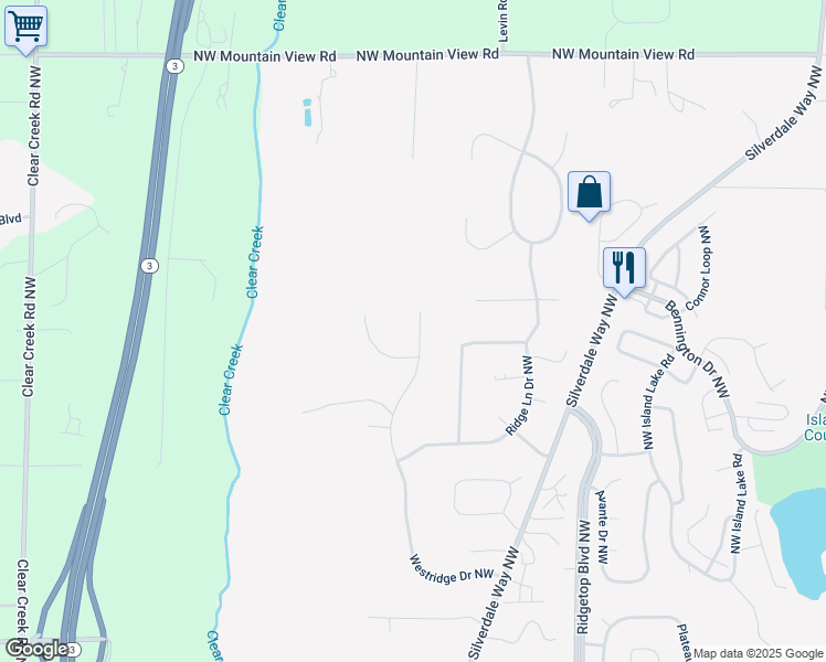 map of restaurants, bars, coffee shops, grocery stores, and more near 13205 Westridge Drive Northwest in Silverdale
