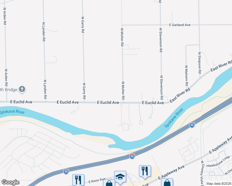map of restaurants, bars, coffee shops, grocery stores, and more near 3307 North Molter Road in Otis Orchards-East Farms