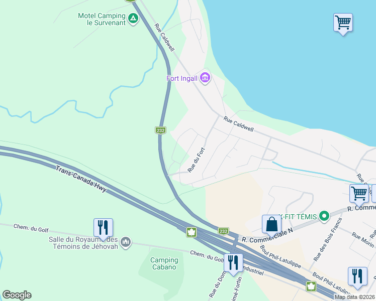 map of restaurants, bars, coffee shops, grocery stores, and more near Rue de la Garnison in Témiscouata-sur-le-Lac