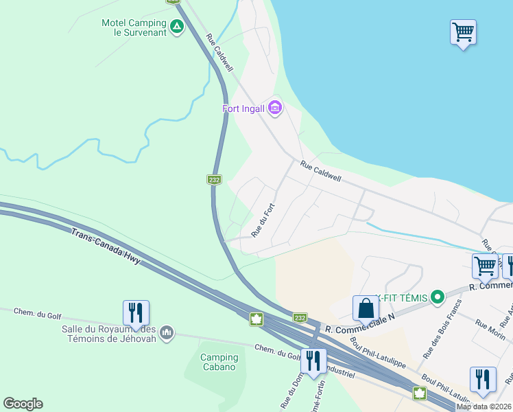 map of restaurants, bars, coffee shops, grocery stores, and more near Rue de la Garnison in Témiscouata-sur-le-Lac