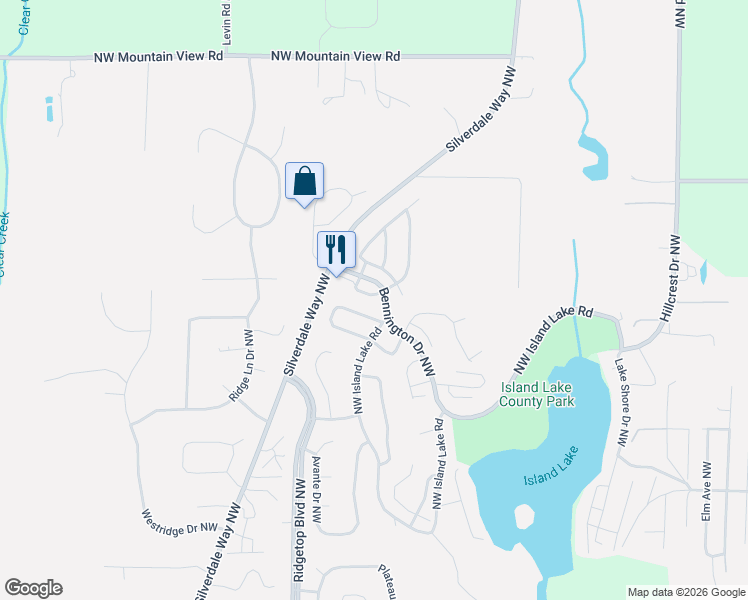 map of restaurants, bars, coffee shops, grocery stores, and more near 1263 Northwest Amanda Loop in Silverdale
