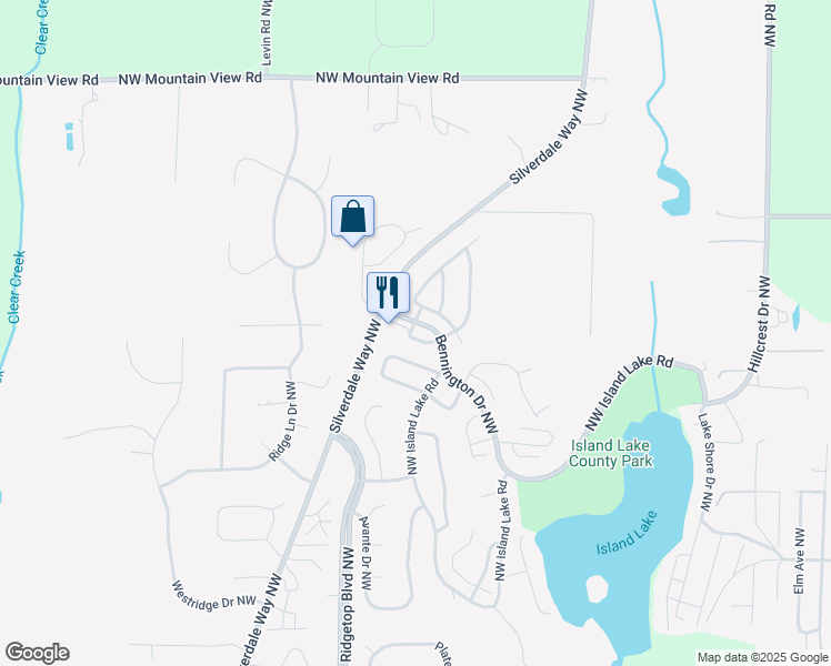 map of restaurants, bars, coffee shops, grocery stores, and more near 1300 Northwest Amanda Loop in Silverdale