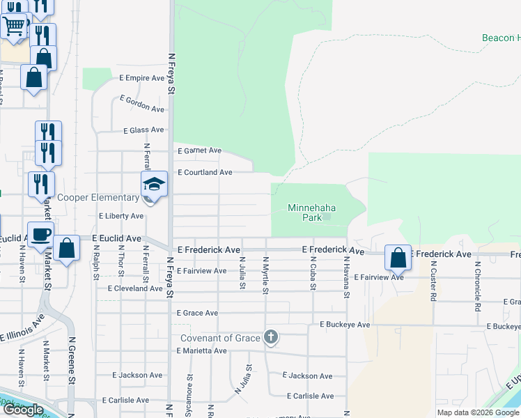 map of restaurants, bars, coffee shops, grocery stores, and more near 3914 East Bridgeport Avenue in Spokane