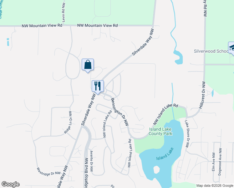 map of restaurants, bars, coffee shops, grocery stores, and more near 13726 Templeton Avenue Northwest in Silverdale