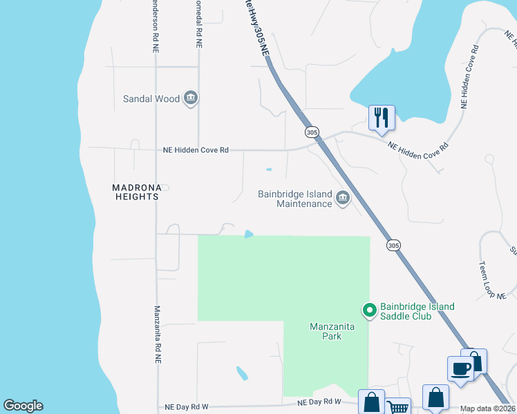 map of restaurants, bars, coffee shops, grocery stores, and more near 6963 Northeast Hidden Cove Road in Bainbridge Island