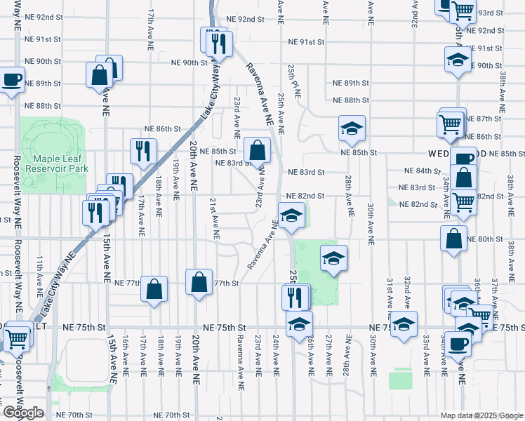 map of restaurants, bars, coffee shops, grocery stores, and more near 8116 23rd Avenue Northeast in Seattle