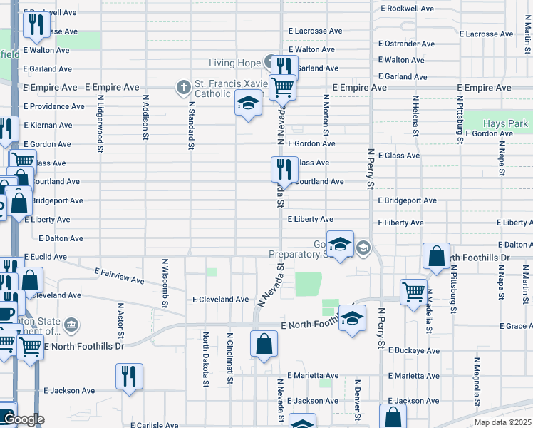 map of restaurants, bars, coffee shops, grocery stores, and more near 918 Liberty Avenue in Spokane