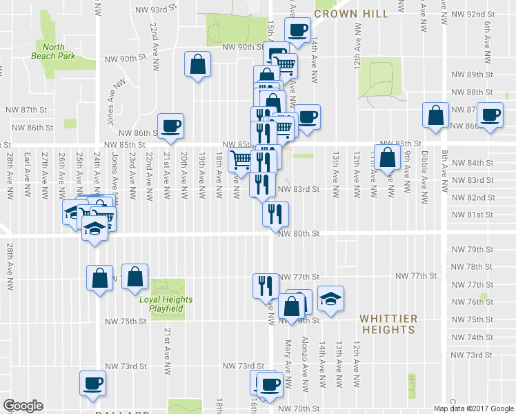map of restaurants, bars, coffee shops, grocery stores, and more near 8038 16th Ave NW in Seattle