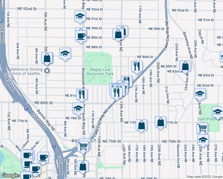 map of restaurants, bars, coffee shops, grocery stores, and more near 8045 14th Avenue Northeast in Seattle