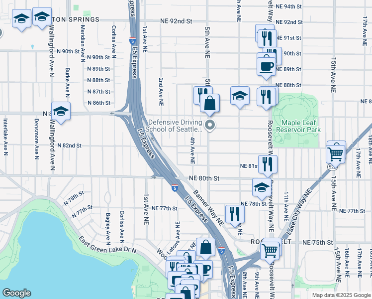 map of restaurants, bars, coffee shops, grocery stores, and more near 314 Northeast 82nd Street in Seattle