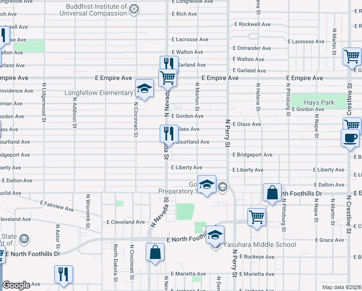 map of restaurants, bars, coffee shops, grocery stores, and more near 1011 East Courtland Avenue in Spokane