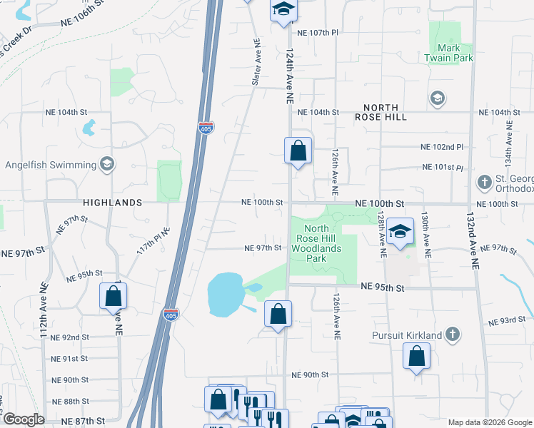 map of restaurants, bars, coffee shops, grocery stores, and more near 9913 123rd Lane Northeast in Kirkland