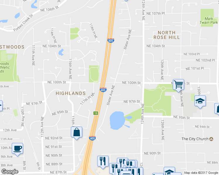 map of restaurants, bars, coffee shops, grocery stores, and more near 12026 Northeast 99th Lane in Kirkland