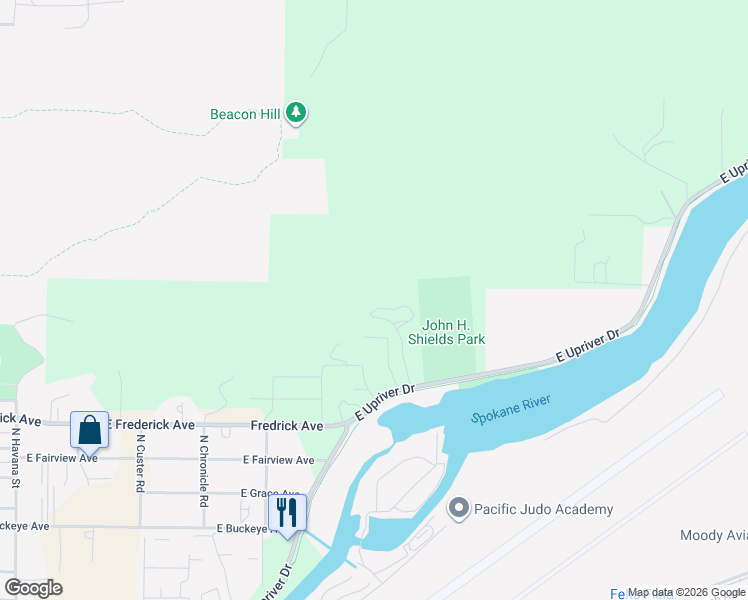 map of restaurants, bars, coffee shops, grocery stores, and more near East Dalton Lane in Spokane