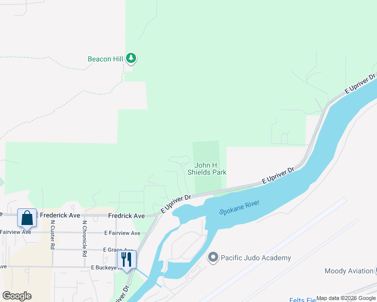 map of restaurants, bars, coffee shops, grocery stores, and more near East Dalton Lane in Spokane