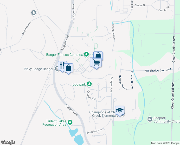 map of restaurants, bars, coffee shops, grocery stores, and more near 102609 Sargo Creek in Silverdale