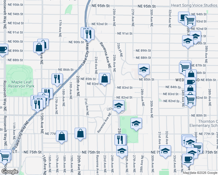 map of restaurants, bars, coffee shops, grocery stores, and more near 8232 23rd Avenue Northeast in Seattle