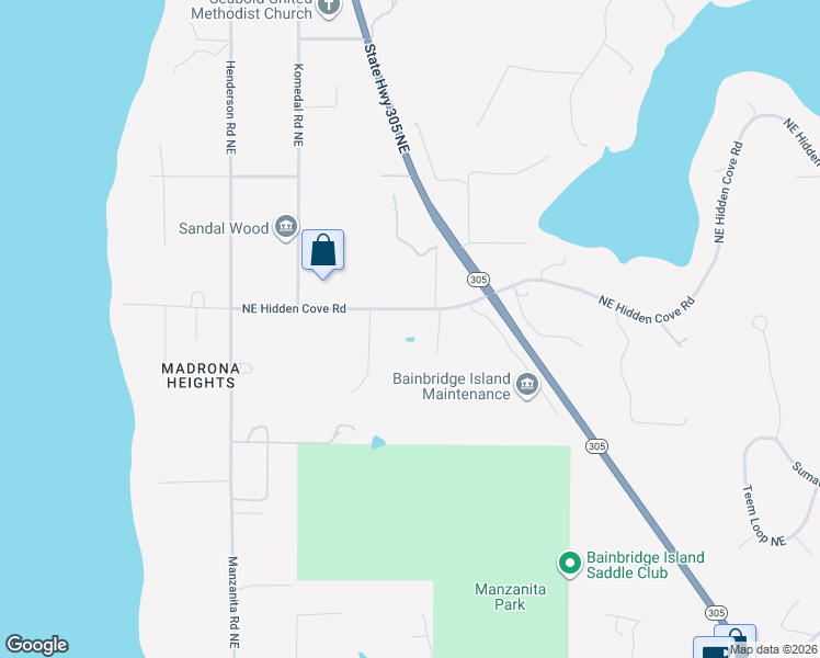 map of restaurants, bars, coffee shops, grocery stores, and more near 7135 Northeast Hidden Cove Road in Bainbridge Island