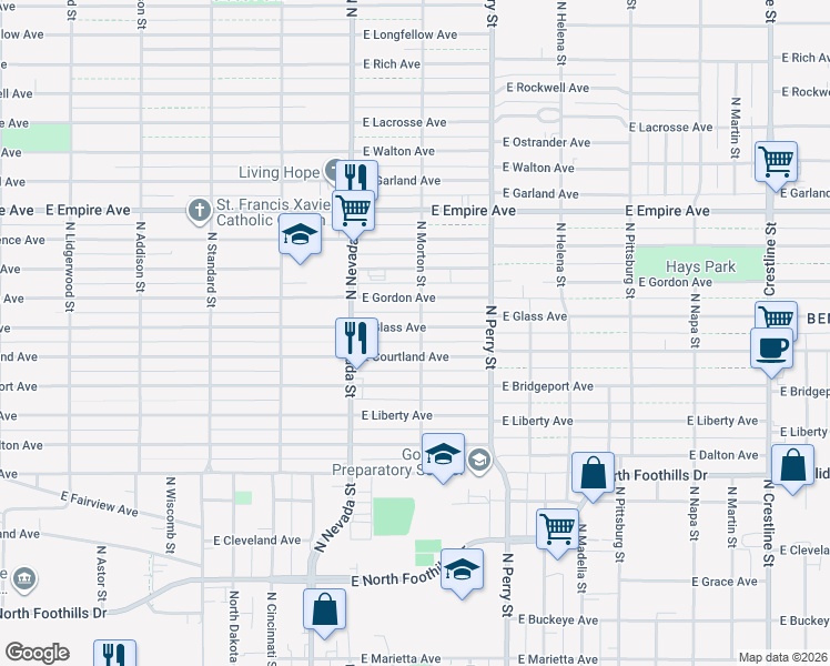 map of restaurants, bars, coffee shops, grocery stores, and more near 1117 East Courtland Avenue in Spokane
