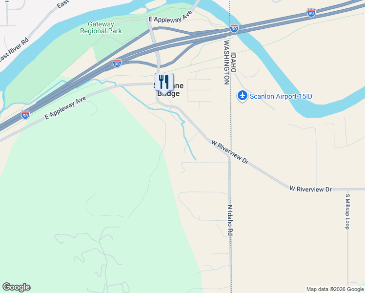 map of restaurants, bars, coffee shops, grocery stores, and more near 3602 North Idaho Road in Liberty Lake