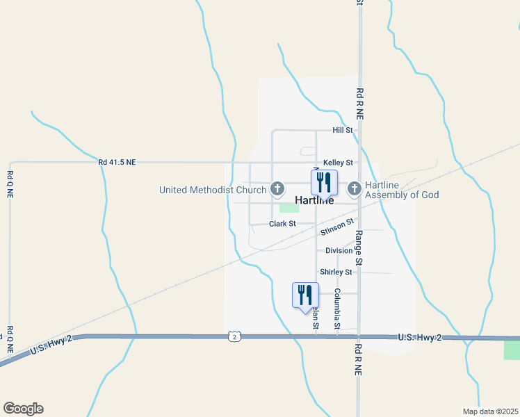 map of restaurants, bars, coffee shops, grocery stores, and more near 296 Caldwell Street in Hartline