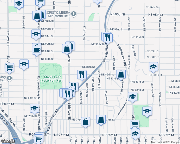 map of restaurants, bars, coffee shops, grocery stores, and more near in Seattle