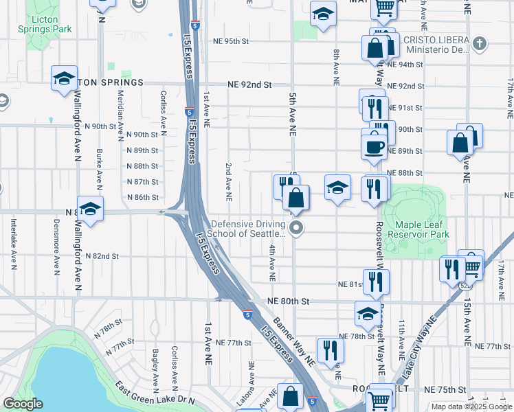 map of restaurants, bars, coffee shops, grocery stores, and more near 8519 4th Avenue Northeast in Seattle