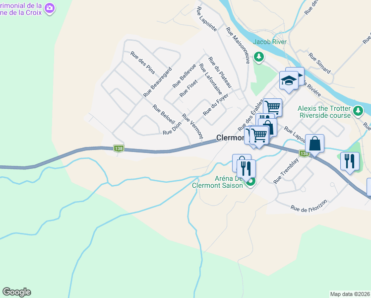 map of restaurants, bars, coffee shops, grocery stores, and more near Boulevard Notre Dame in Clermont