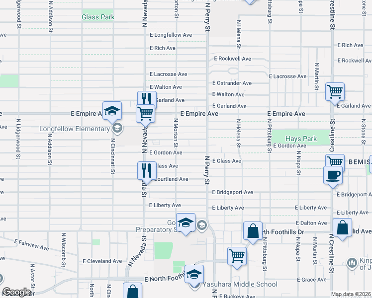 map of restaurants, bars, coffee shops, grocery stores, and more near 1217 East Gordon Avenue in Spokane
