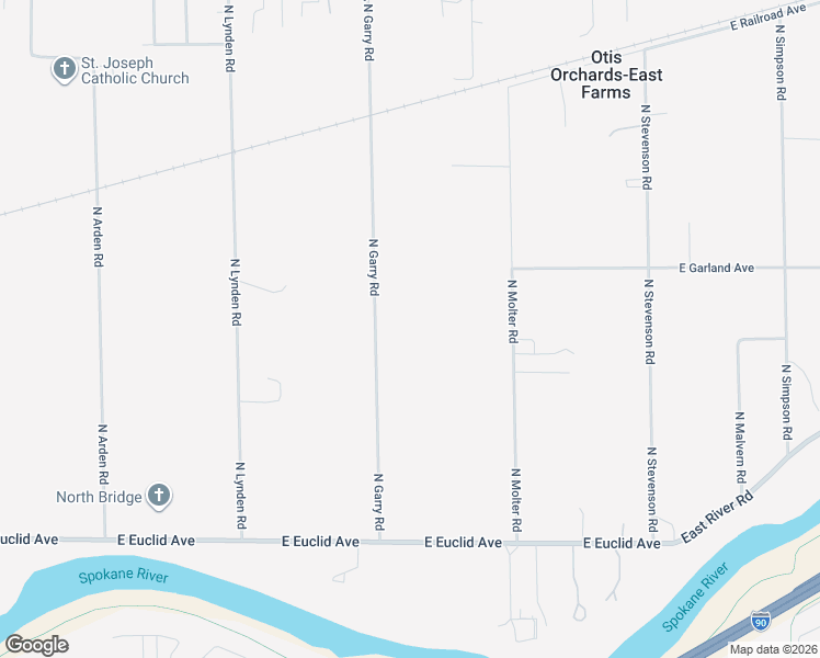 map of restaurants, bars, coffee shops, grocery stores, and more near 3808 North Garry Road in Otis Orchards-East Farms