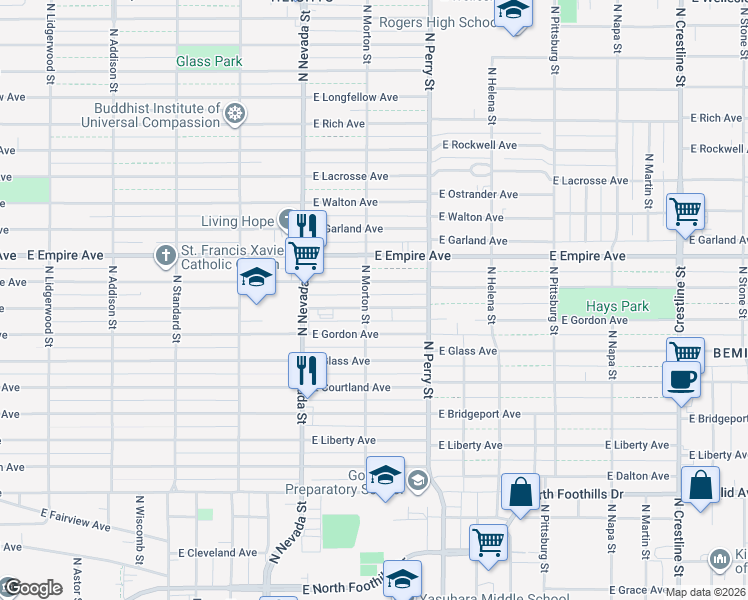 map of restaurants, bars, coffee shops, grocery stores, and more near 1217 East Providence Avenue in Spokane