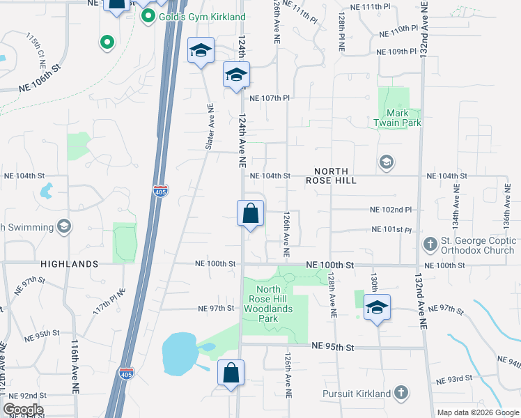 map of restaurants, bars, coffee shops, grocery stores, and more near 10219 125th Avenue Northeast in Kirkland
