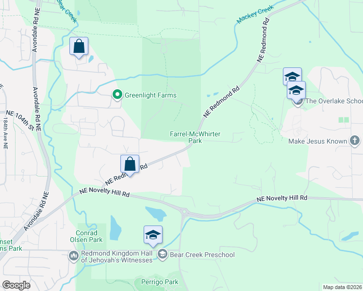map of restaurants, bars, coffee shops, grocery stores, and more near 19460 Northeast Redmond Road in Redmond