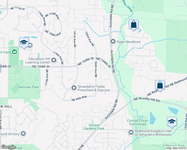 map of restaurants, bars, coffee shops, grocery stores, and more near 10322 184th Avenue Northeast in Redmond