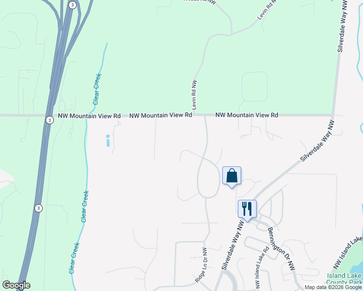 map of restaurants, bars, coffee shops, grocery stores, and more near 1900 Northwest Woodcrest Court in Silverdale