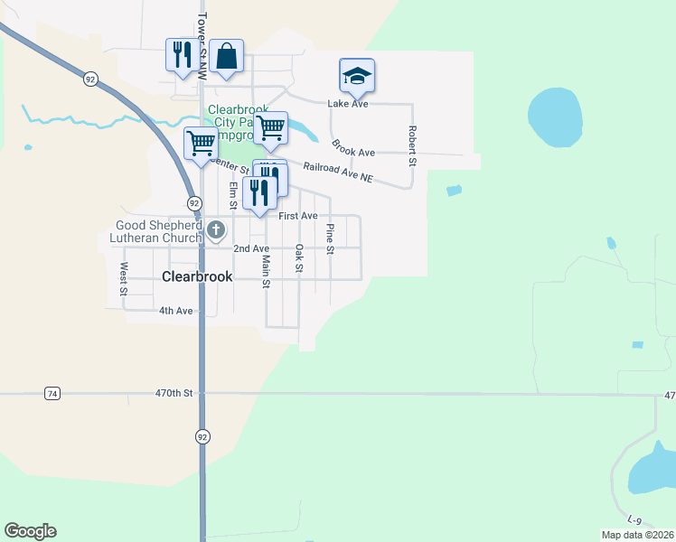 map of restaurants, bars, coffee shops, grocery stores, and more near 320 2nd Avenue in Clearbrook