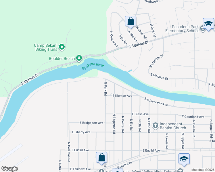 map of restaurants, bars, coffee shops, grocery stores, and more near 3907 North Edgerton Road in Spokane Valley