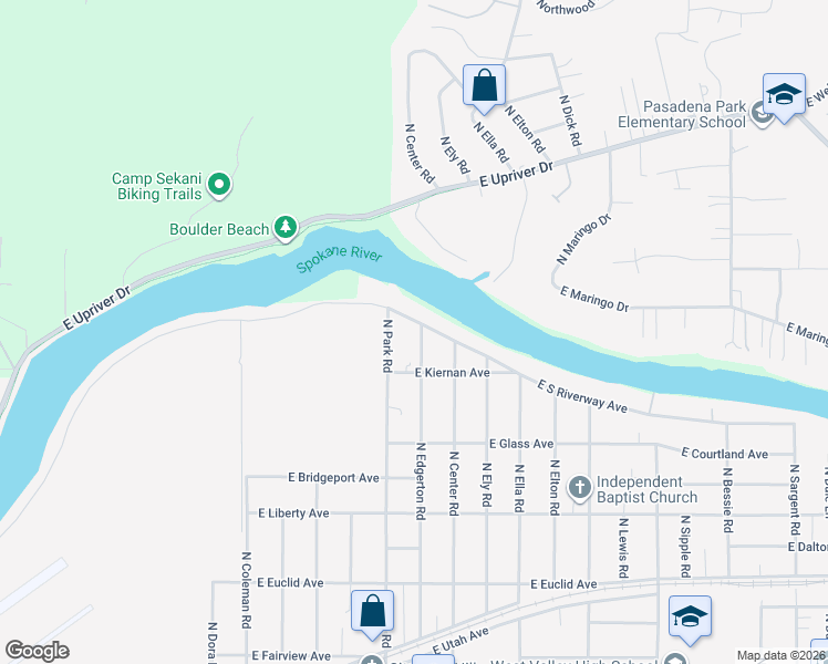 map of restaurants, bars, coffee shops, grocery stores, and more near 3907 North Edgerton Road in Spokane Valley