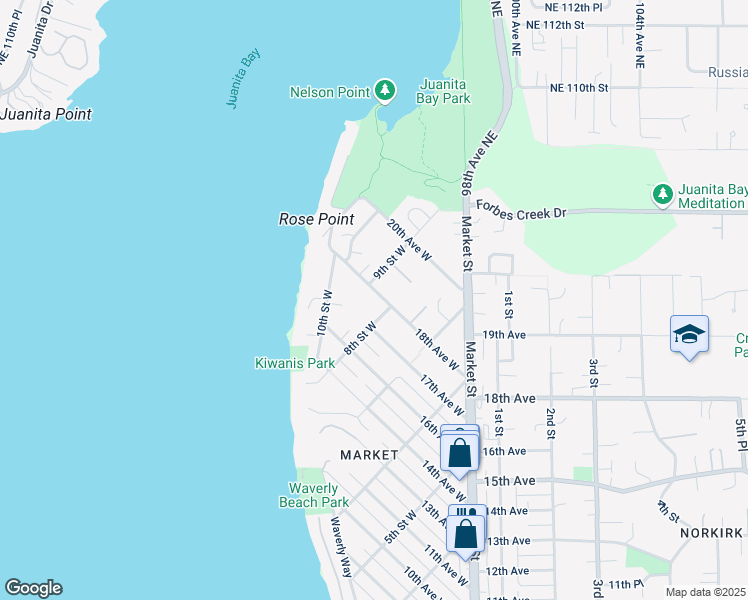 map of restaurants, bars, coffee shops, grocery stores, and more near 815 18th Avenue West in Kirkland