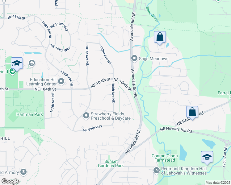 map of restaurants, bars, coffee shops, grocery stores, and more near 10322 184th Avenue Northeast in Redmond