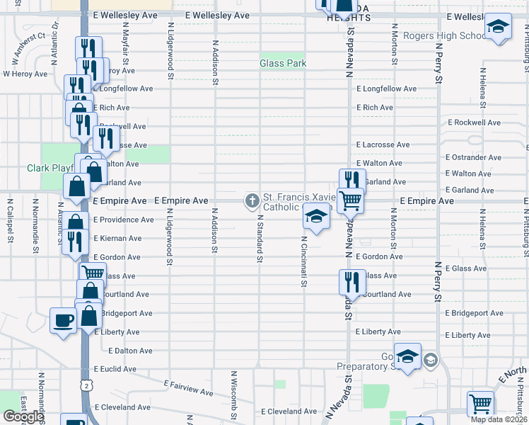 map of restaurants, bars, coffee shops, grocery stores, and more near 603 East Providence Avenue in Spokane