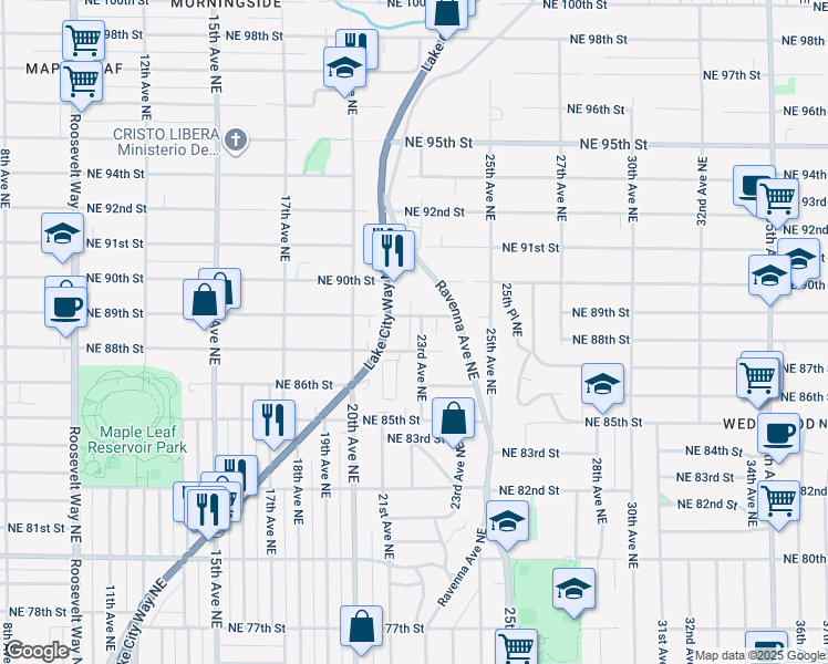 map of restaurants, bars, coffee shops, grocery stores, and more near 8812 23rd Avenue Northeast in Seattle