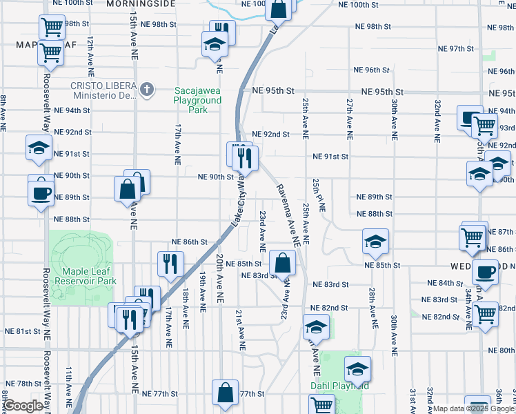 map of restaurants, bars, coffee shops, grocery stores, and more near 8812 23rd Avenue Northeast in Seattle